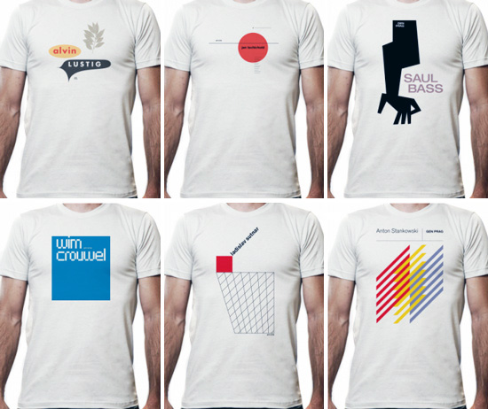 the 'graphic design heroes' t shirt collection by paul nini