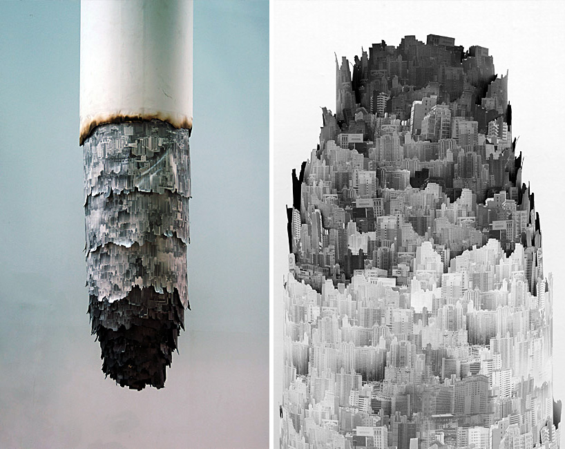yang yongliang: cigarette ash landscape