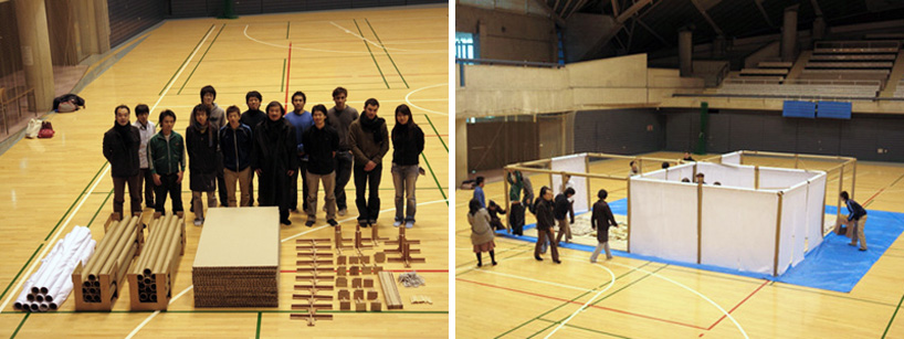 shigeru ban architects: emergency shelter partitions for japan