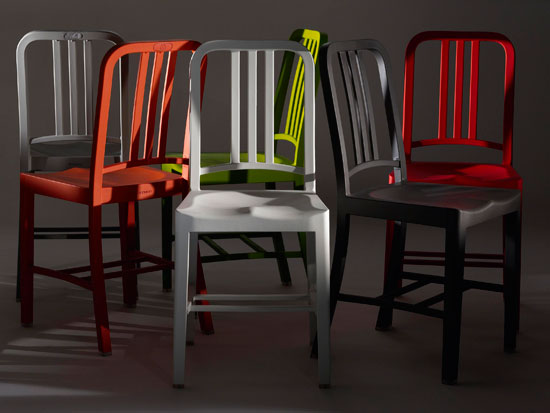 emeco 111 navy chair of recycled coca cola bottles