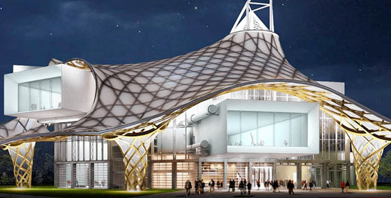 the metz centre pompidou roof structure construction complete