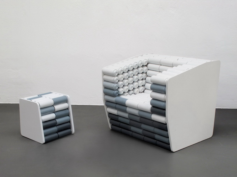 luigi semeraro: empty spray paint cans armchair