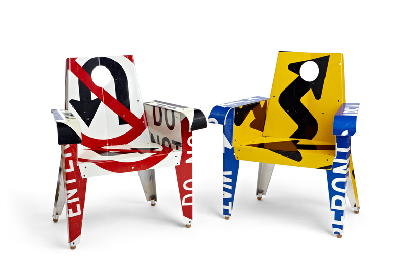 upcycled traffic sign furniture