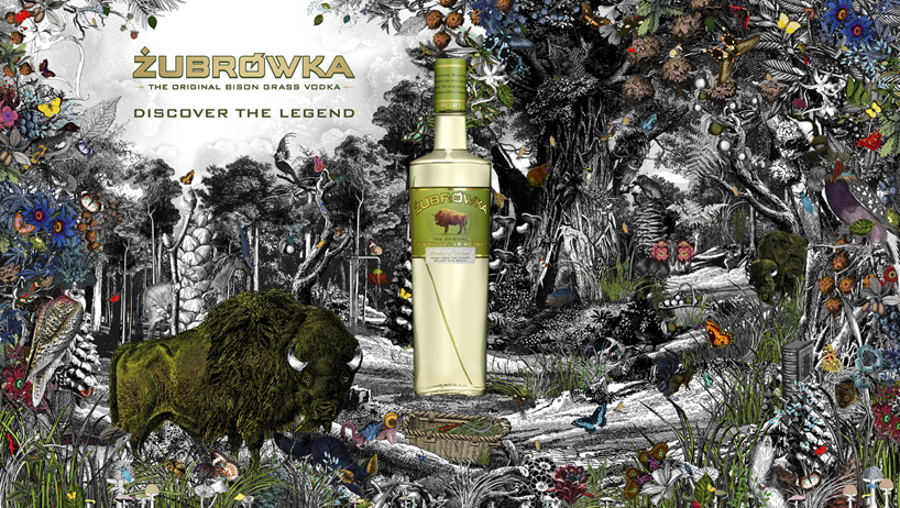 purple creative: zubrowka bison grass vodka identity