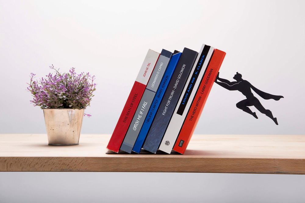 Bookends And Bookshelves Offer Help From Superheroes