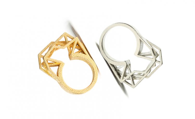 3D printed rings by RADIAN, Solitaire rings in Stainless Steel, gold plated and in 925 Silver