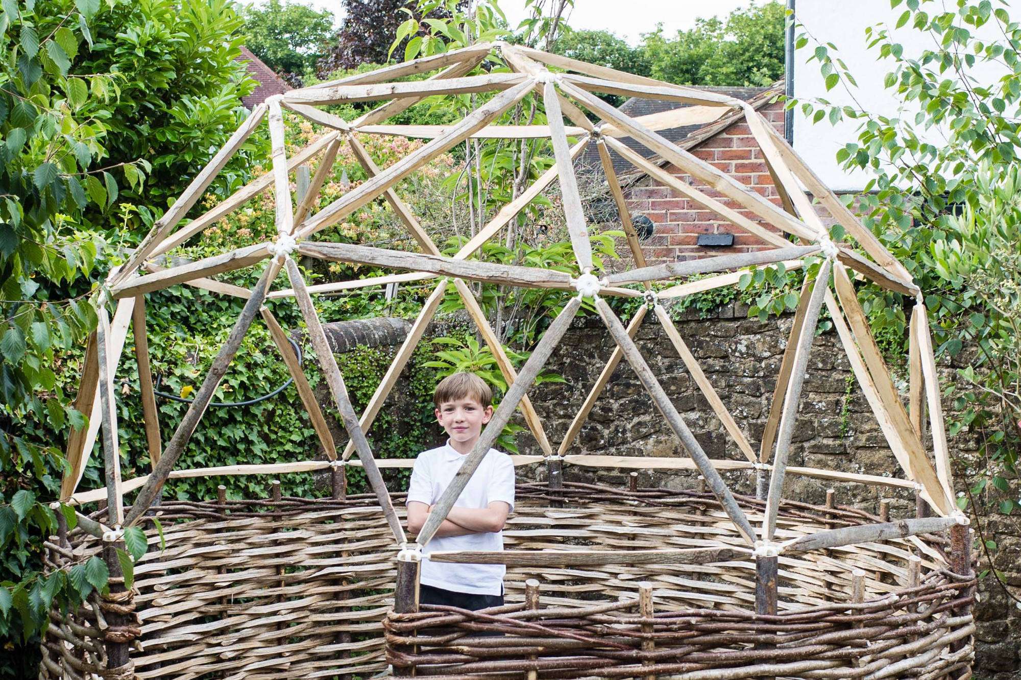2v geodesic dome kit creates an outdoor structure