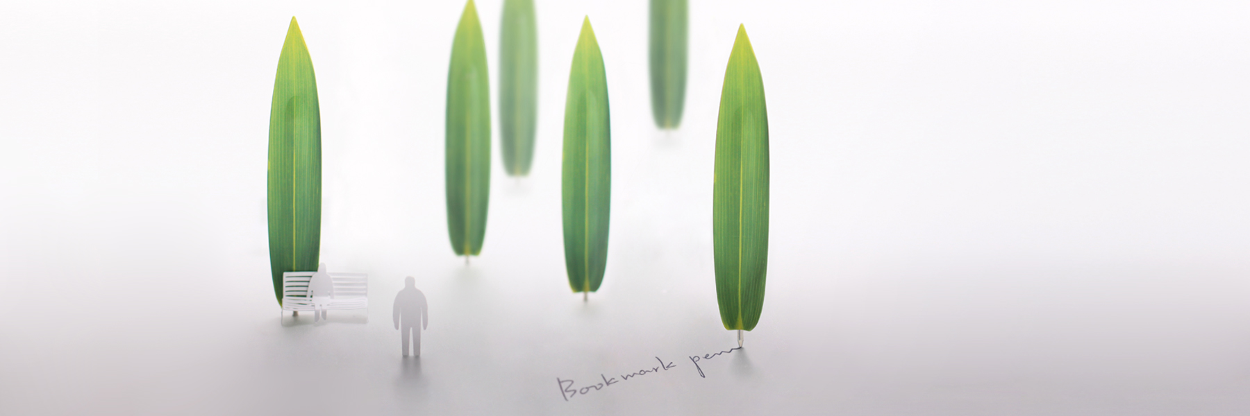 the ‘bookmark-pen’ camouflages as a leaf within your book