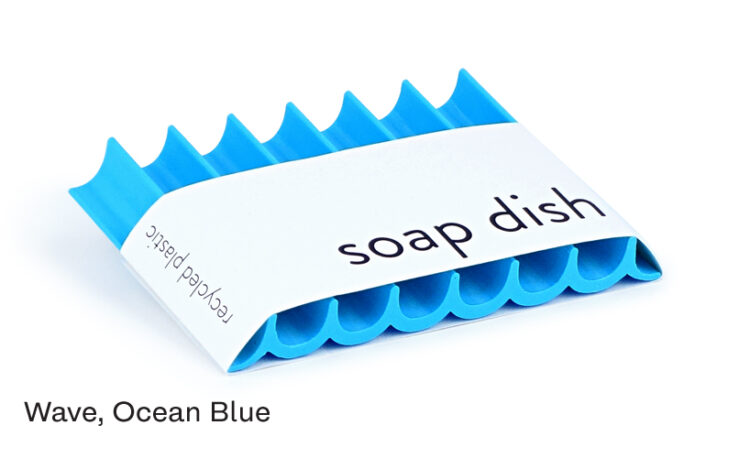 Stylish soap dish of blue color.