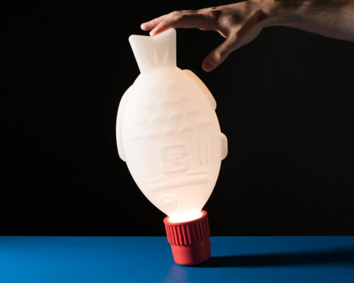 light soy is a portable lamp made with ocean-bound plastic