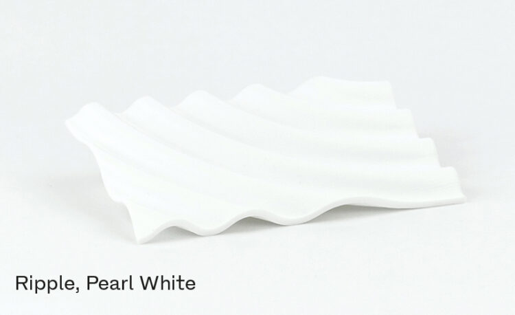 wavy white soap dish from recycled plastic