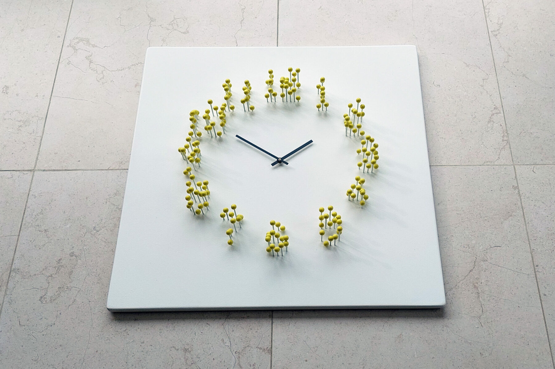 mocap white/yellow wall clock / wall mounted sculpture