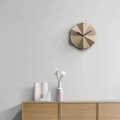 Delta Clock – Sculptural Wooden Timepiece with Sundial Shadows ...