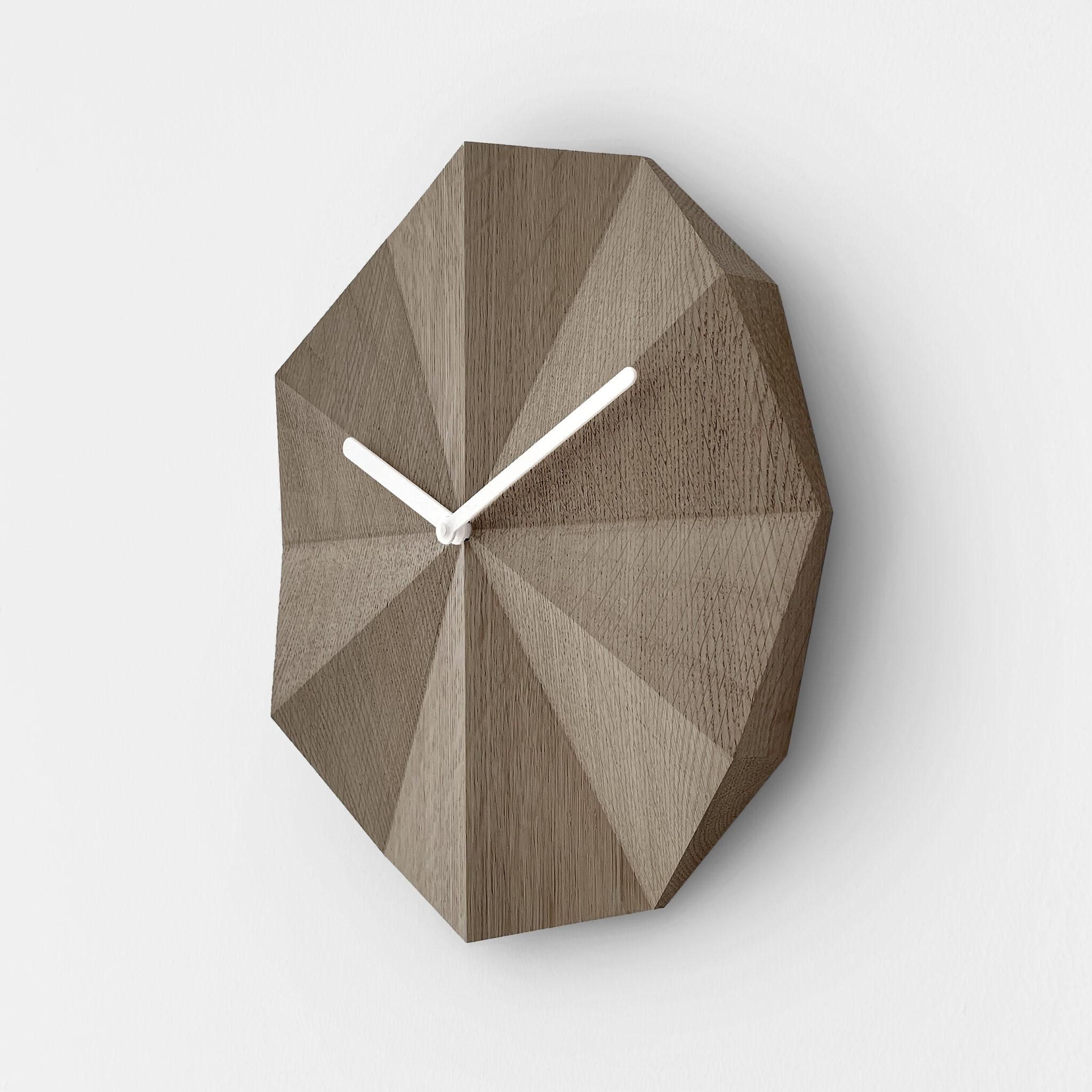 Delta Clock – Sculptural Oak Timepiece with Sundial Shadows ...
