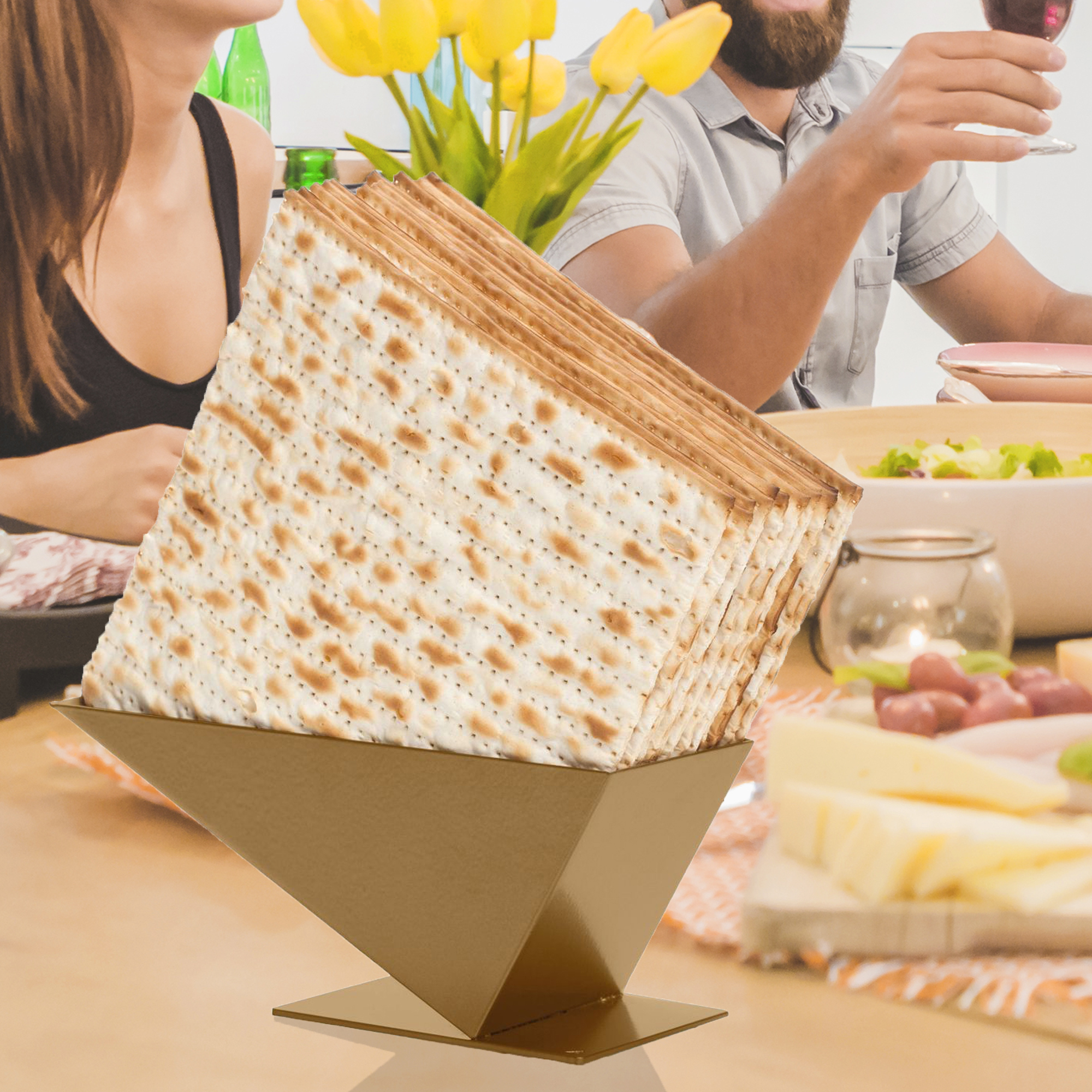 AD158 - Pyramid Matzah Holder - Gold 8