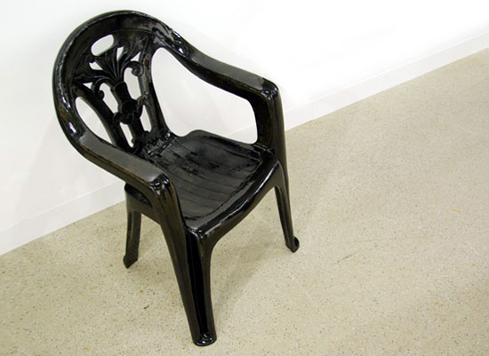 mono block porcelain chairs by sam durant at art basel 2008