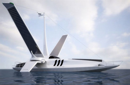 volitan solar and wind powered boat