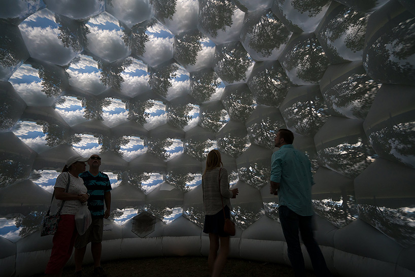 pneuhaus’ multifaceted inflatable design is composed of 109 pinhole cameras