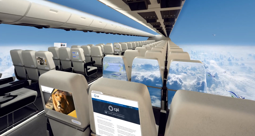 windowless fuselage planes by CPI show panoramic views & entertainment