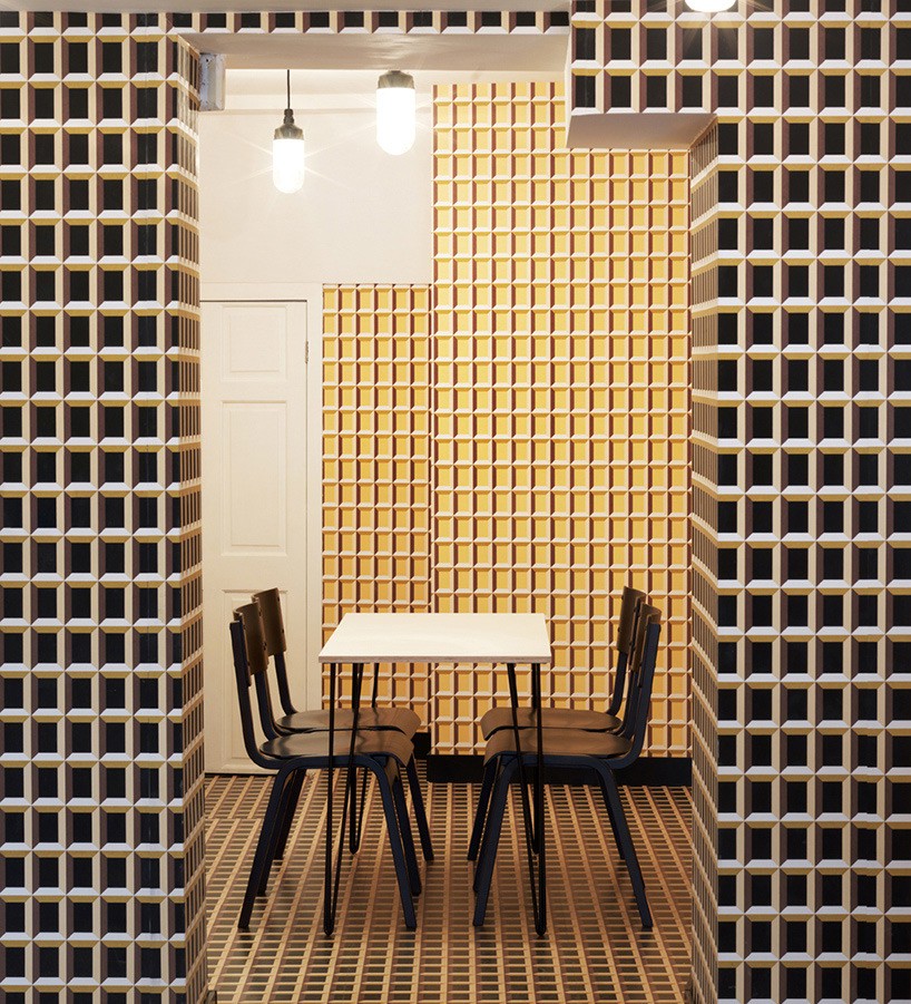 eley kishimoto transforms a bakery with a geometric pattern