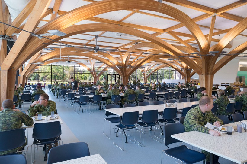 ZAS architects' canadian military dining hall features treelike