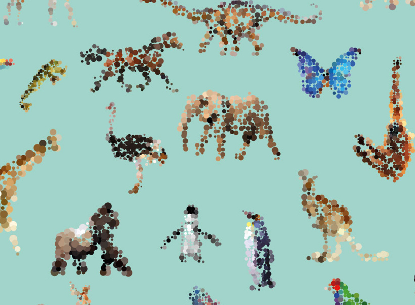 yoni alter's charming GIFs expose wild animals among clouds of colorful dots