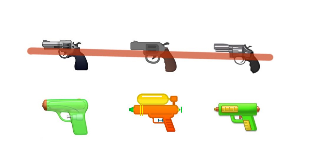 google ditches their pistol for a water gun emojipedia confirms