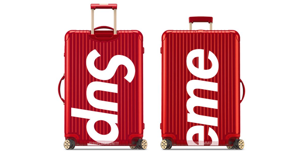 A PAIR OF LIMITED EDITION RED ALUMINUM SUITCASES, RIMOWA X SUPREME, 2018
