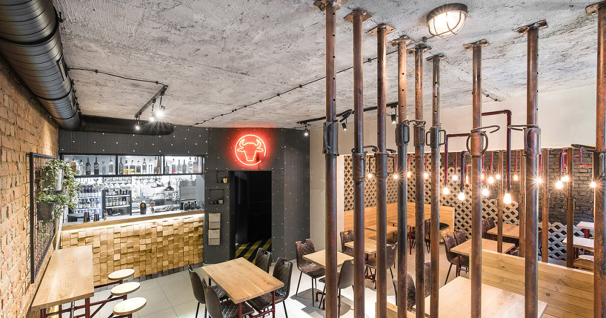modelina's restaurant in poznań is built of raw construction materials