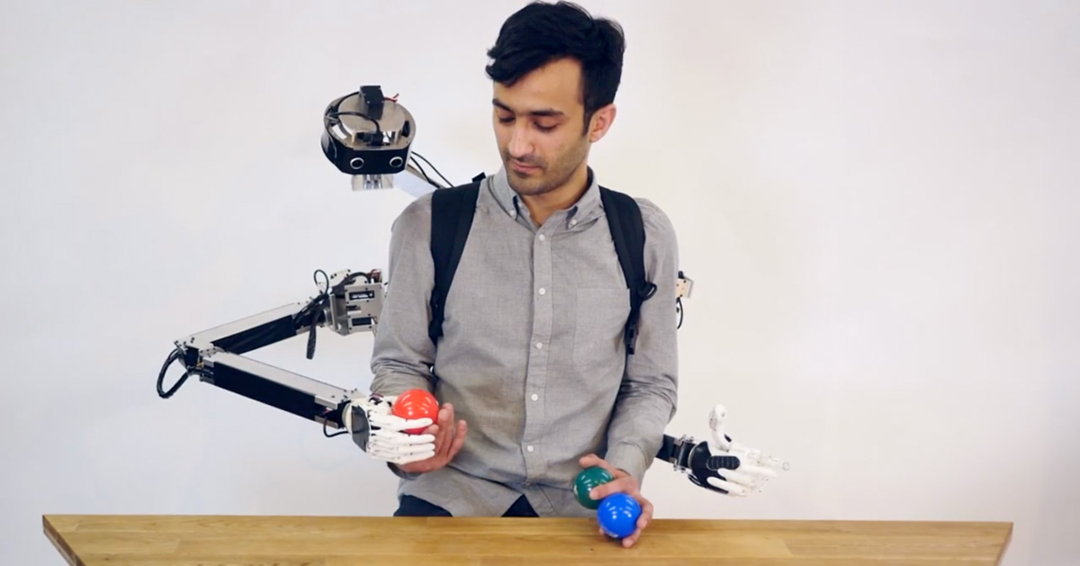 the power of robotic arms gives this guy multiple limbs to work with