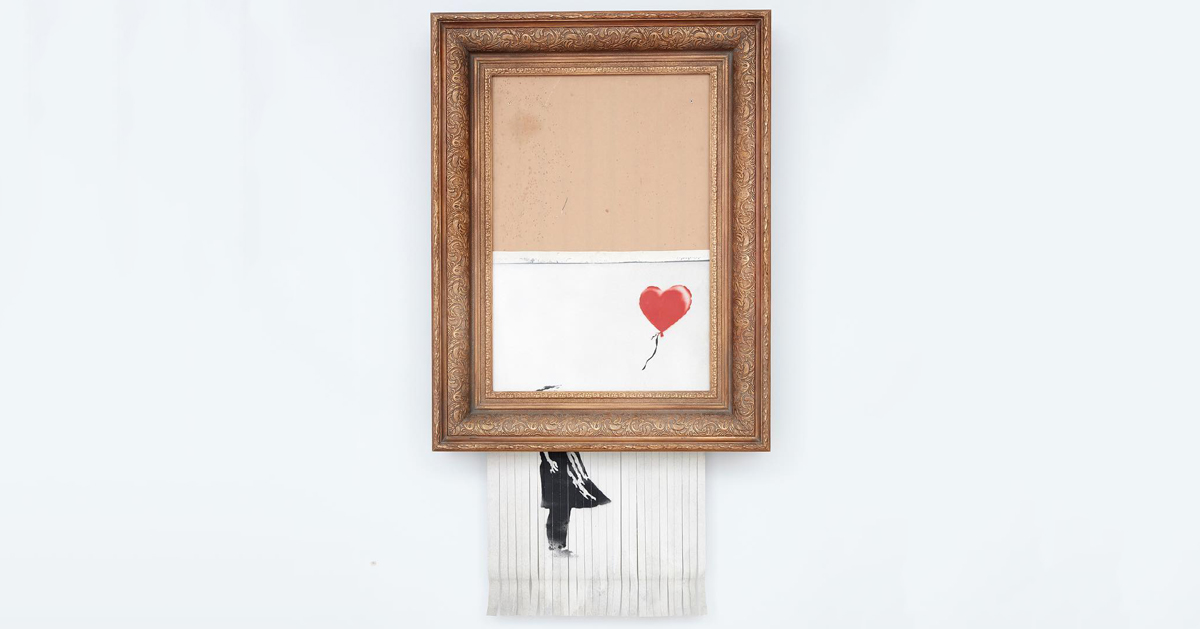 banksy says shredding of 'girl with balloon' was a malfunction