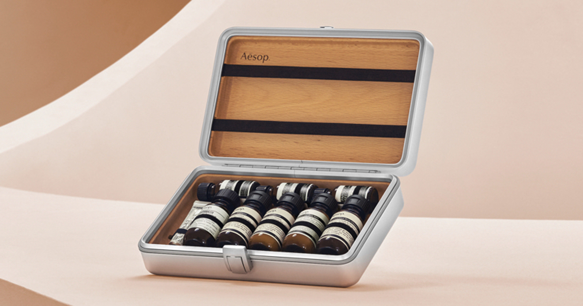 RIMOWA's teams up with aesop to release mini travel kit