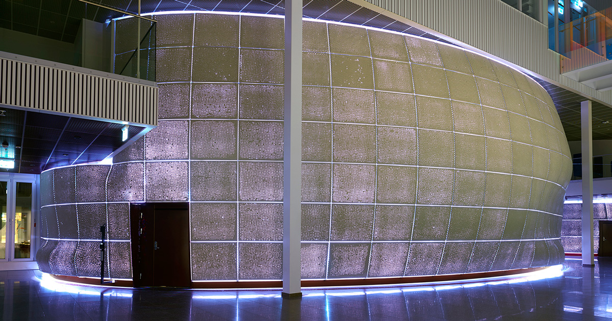 translucent structures made of compressed concrete and bubble wrap