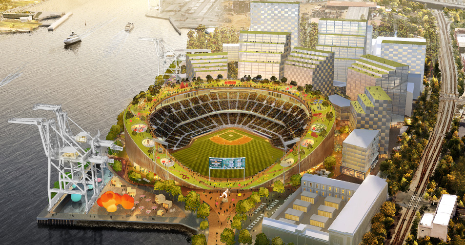 BIG updates design for the oakland athletics' new ballpark