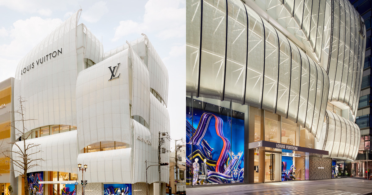 Louis Vuitton's flagship Osaka store covered in curving glass sails