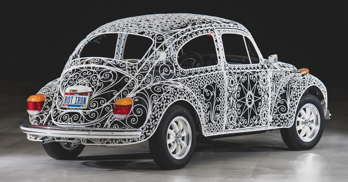 a wrought iron volkswagen by rafael esparzaprieto celebrates iconic beetle