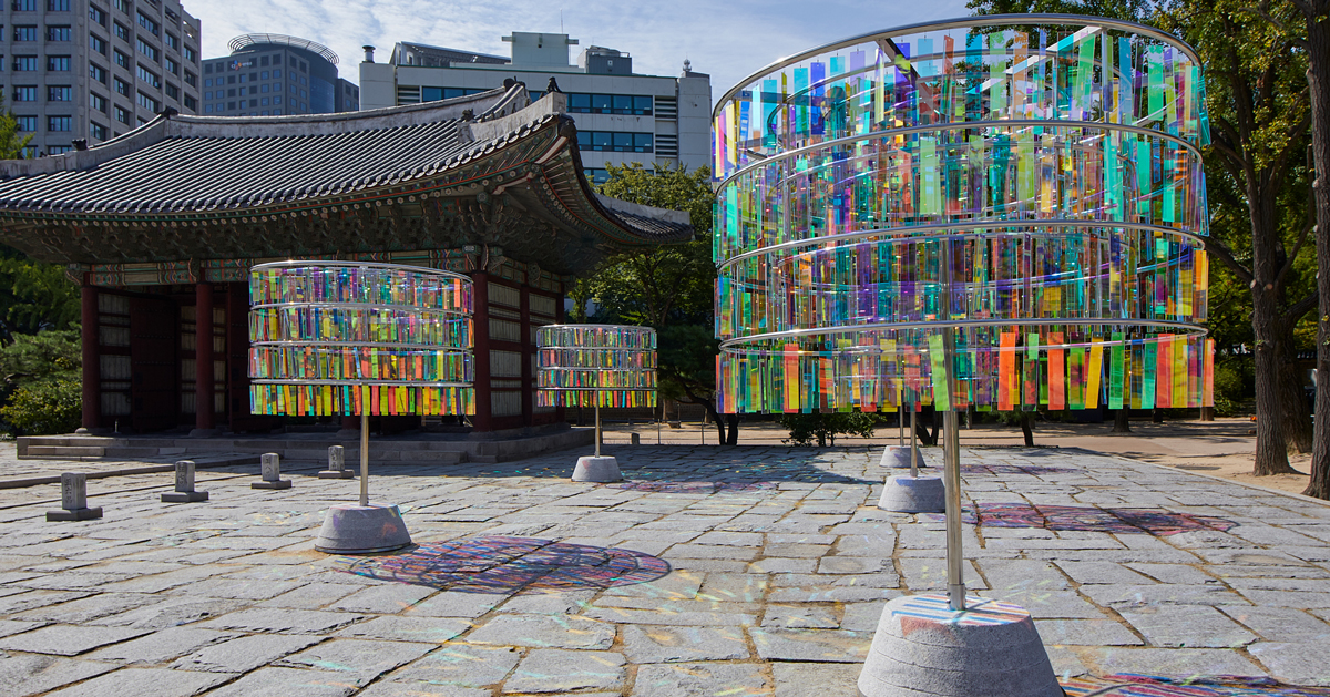 OBBA's dichroic film installations reflect color and light at deoksugung  palace in seoul