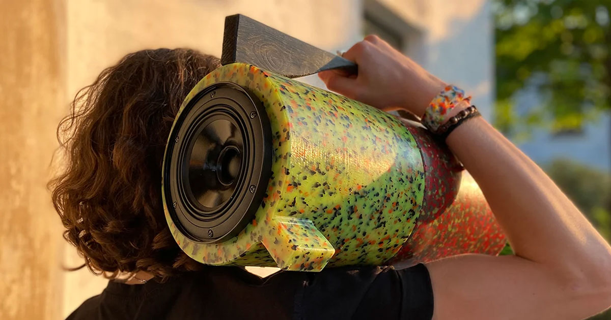 ecopixel's ghetto blaster is a bluetooth stereo made from recycled plastics
