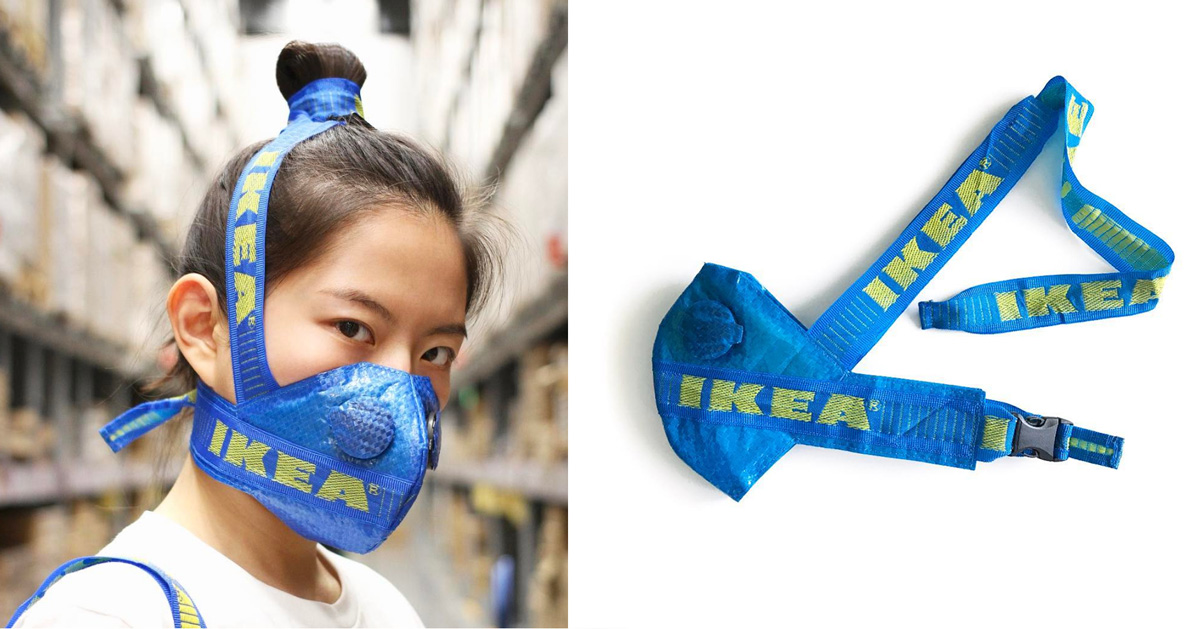 Personlig overliggende Lav en seng zhijun wang transforms IKEA's FRAKTA shopping bag into face mask