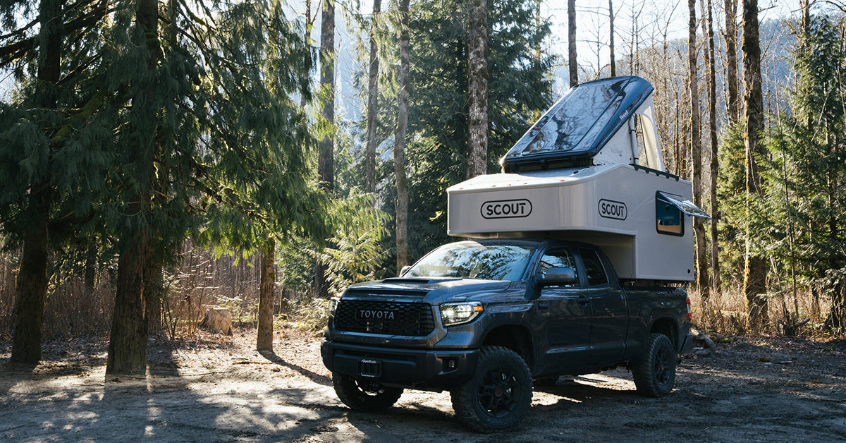 this truck shell by SCOUT campers features detachable camping