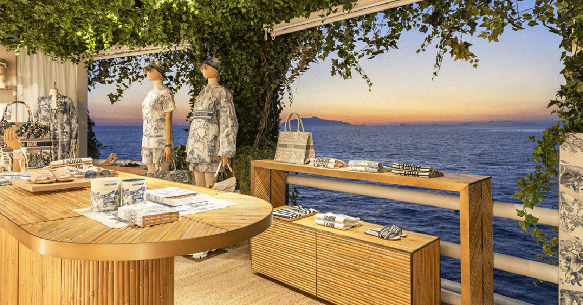 new dior pop up store by thirtyone in capri overlooks mediterranean sea