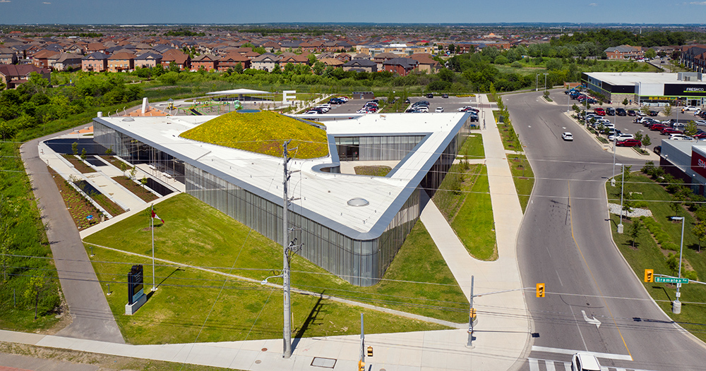 RDHA tops springdale library in ontario with a fluid, undulating topography