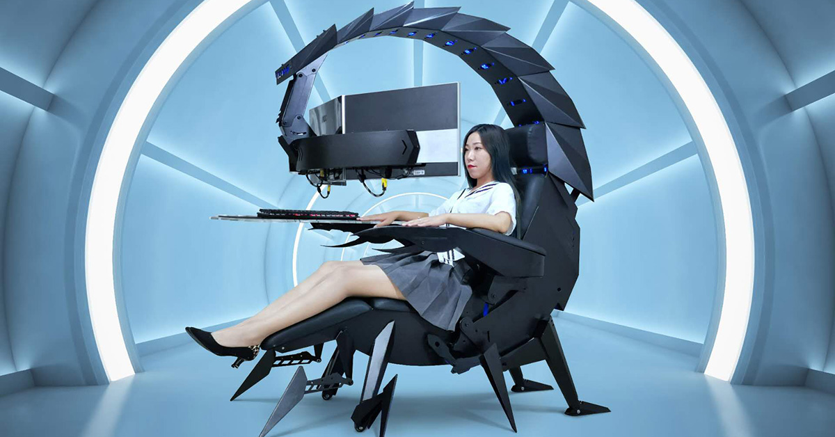 this giant scorpion gaming chair is a zerogravity computer workstation