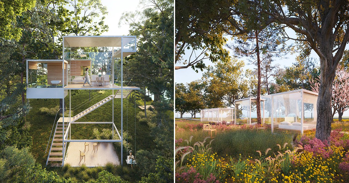 the treehouse module conceives a dialogue with forests in france