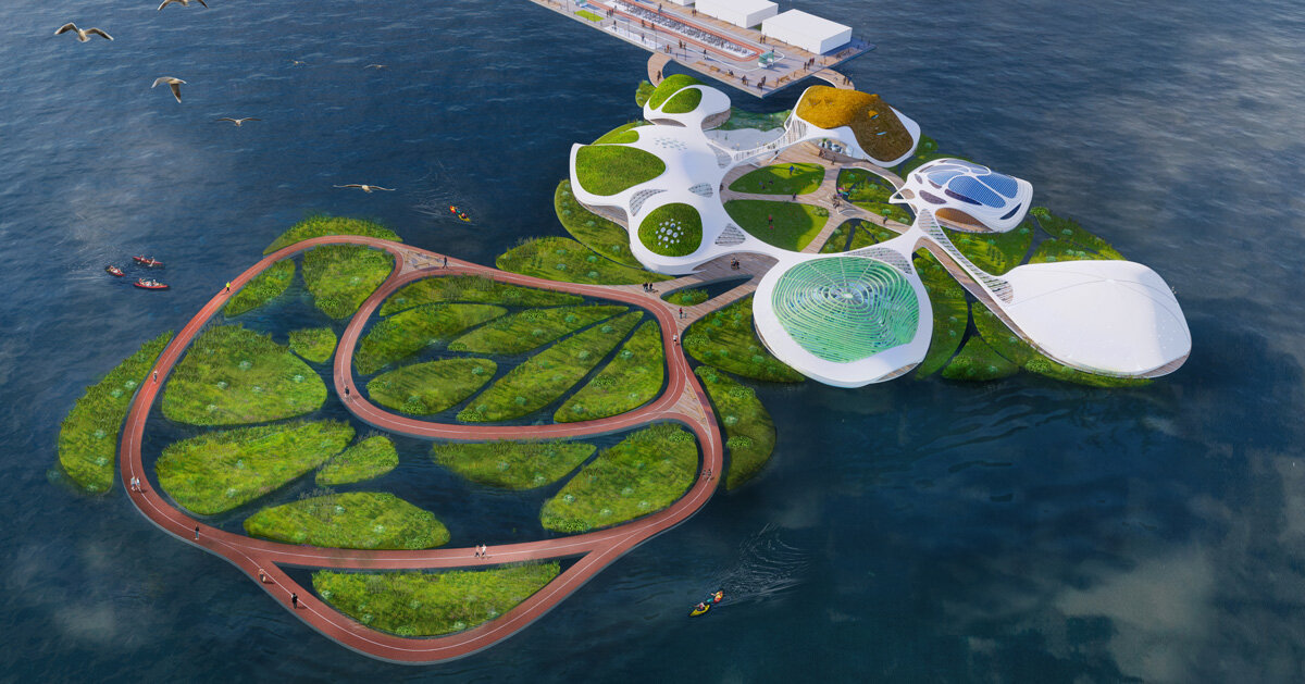 3deluxe envisions floating campus complete with a natural biotope for