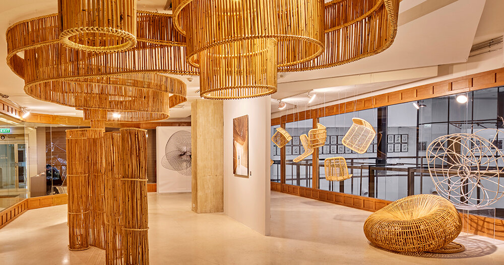 Expo Building Rattan enter projects transforms bangkok exhibition space with sculptural rattan