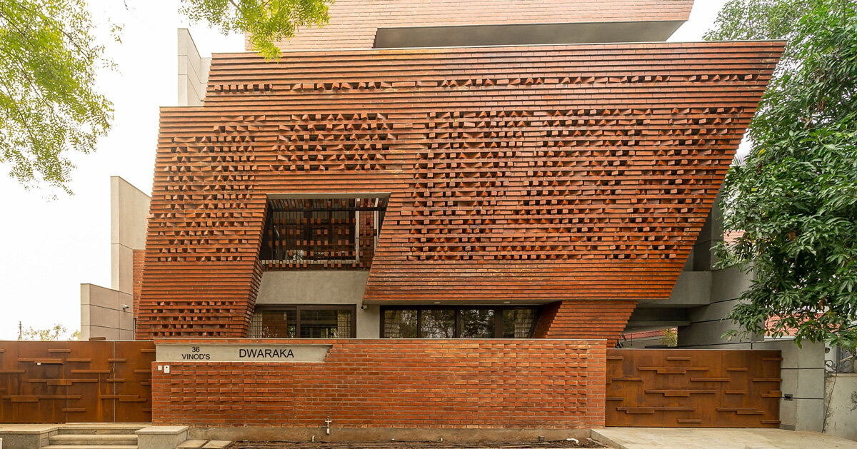 murali architects clads family residence in dynamic brick façade in india