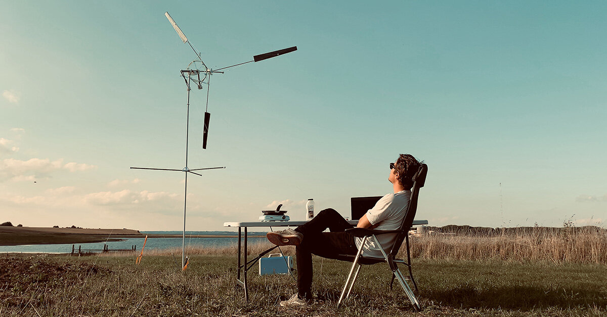 the wind catcher by KiteX is a portable power generating wind turbine