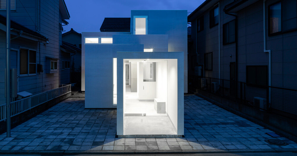 takuyahosokai completes 'figure - ground' hair salon in niigata