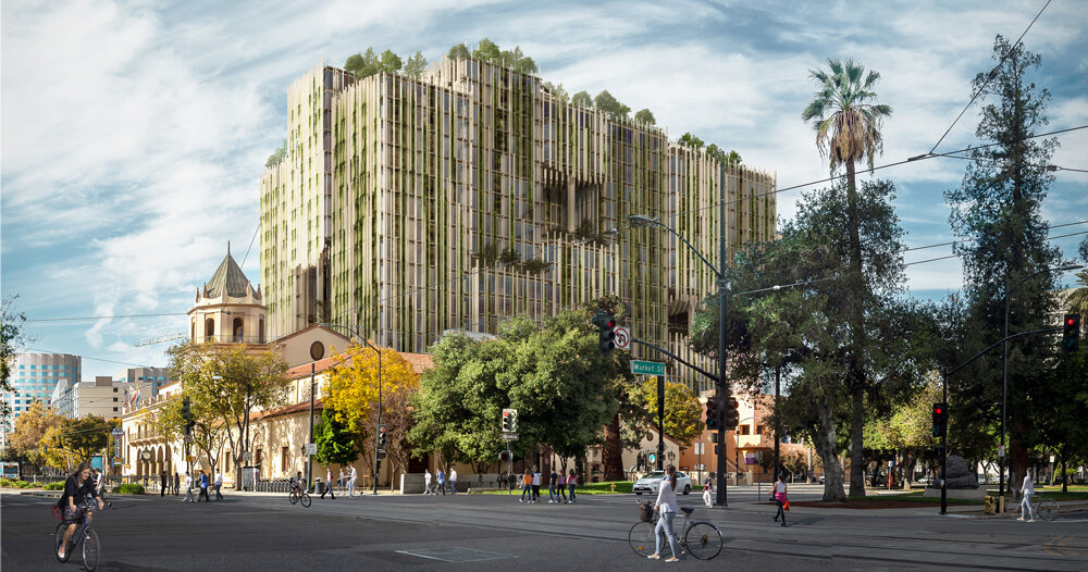 kengo kuma presents a 'park habitat' for san jose's westbank campus